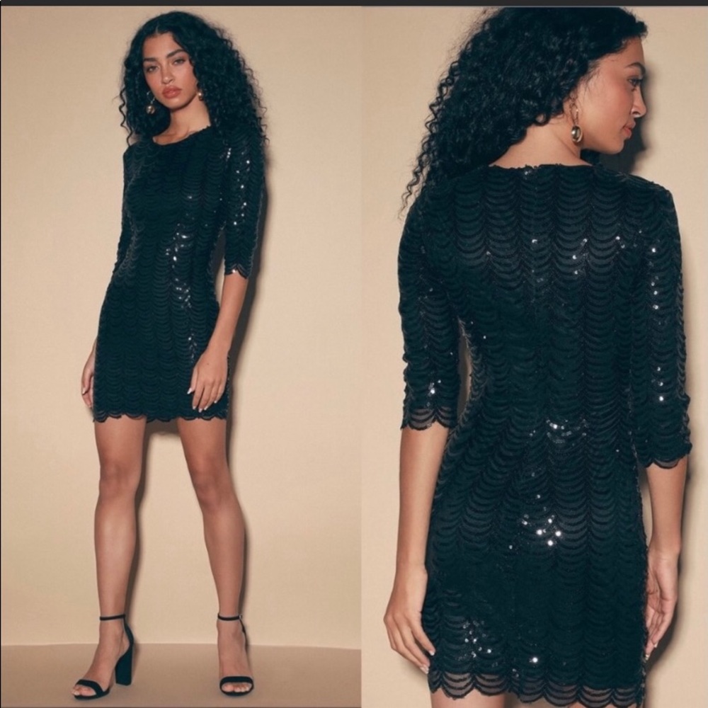 Lulu’s Black Sequin Dress - Size Small